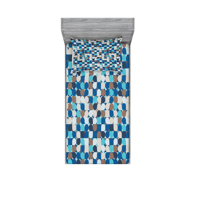 Microfiber Geometric Sheet Set, Twin XL Sheet Set with Fitted Sheet