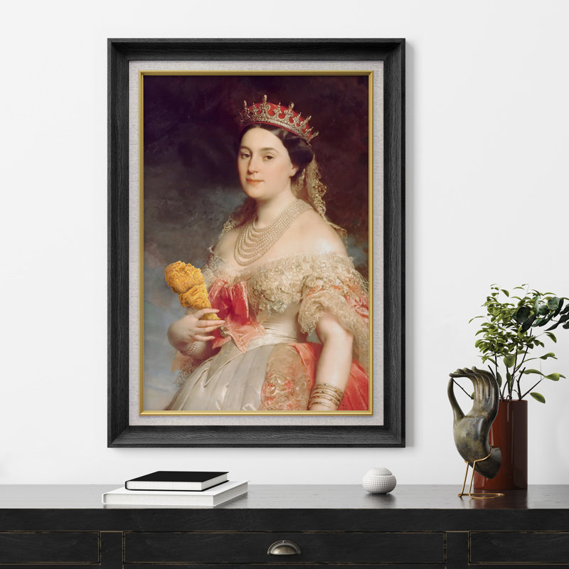 «Queen with Crown And Dress» sur toile, H 36 po x l 26 po, Cadre noir de qualité supérieure