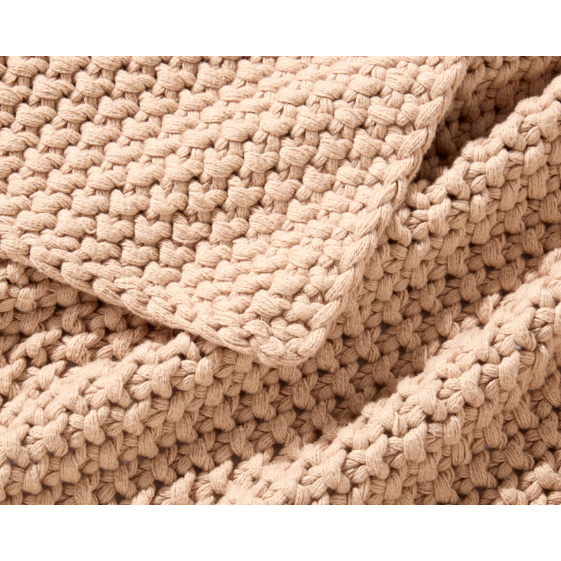 Jeté en coton Cozy Knit - Chameau (gros), Tan