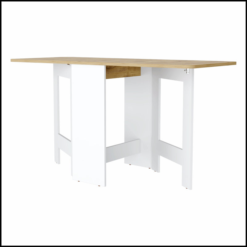 Cole White and Macadamia Folding Dining Table, Space-Saving and Stylish for Modern Living Areas, White