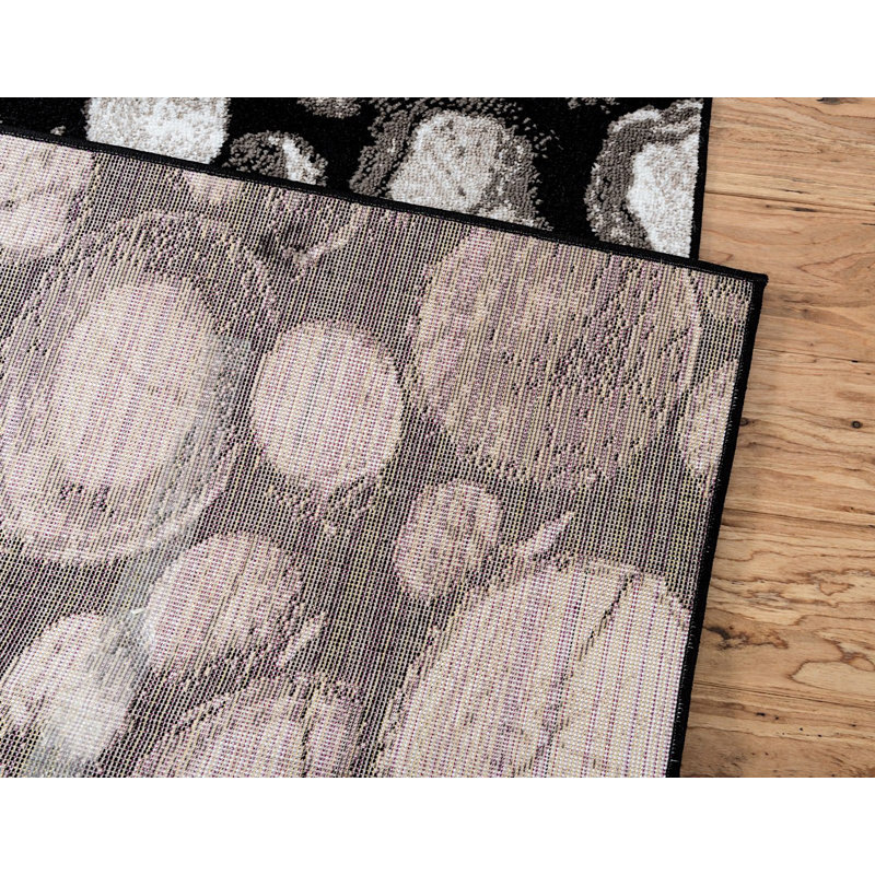 Tapis abstrait noir / brun / blanc Estes, Rectangle 5 pi x 8 pi