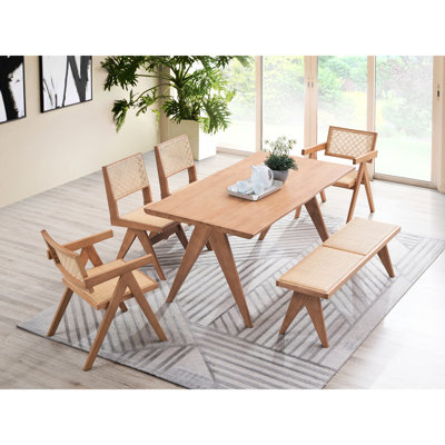 5Pcs Outdoor Dining , Natural , Synthetic Wood, Table Width, Side Chair , Seat Limit, Assembly, Completion Patio In Finish Using And Wood No Bench 33"D X 63"W 30"H Armless Chairs 22"D 18"W 32"H Depth