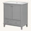 Ensemble de meuble-lavabo multifonctionnel avec portes et tiroir 30 po avec cadre et panneau de fibres à densité moyenne, gris
