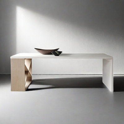 Minimalist storable rectangular solid wood dining table
