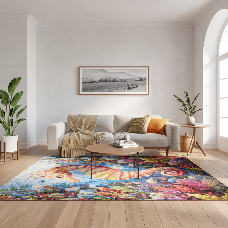 Nourison Color Splash 4' x 6' Multicolor Coastal, Nautical & Beach Rug, Rectangle 4' x 6'