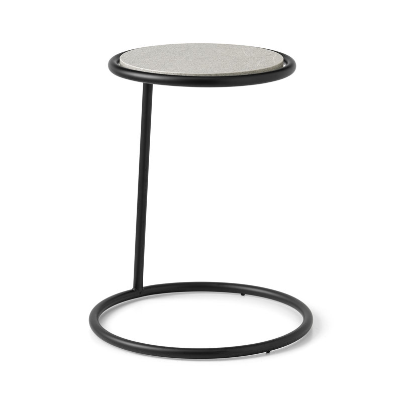 Kangoo Round End Table with Wooden Top, Matt Black, 21.13" H x 17.63" W x 17.63" D