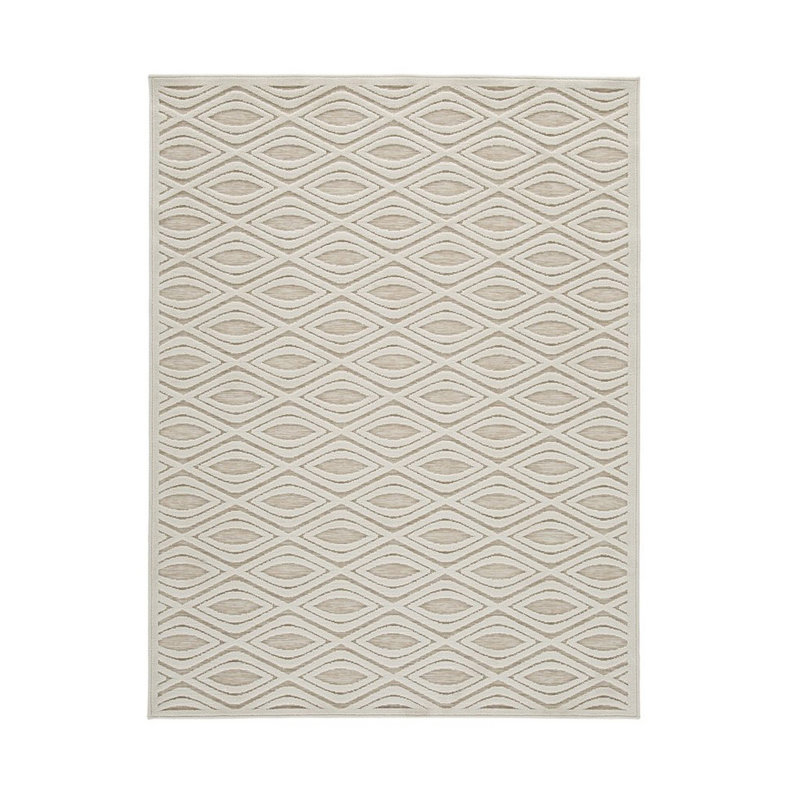 Rectangular Rug with Geometric Pattern, Medium, Beige