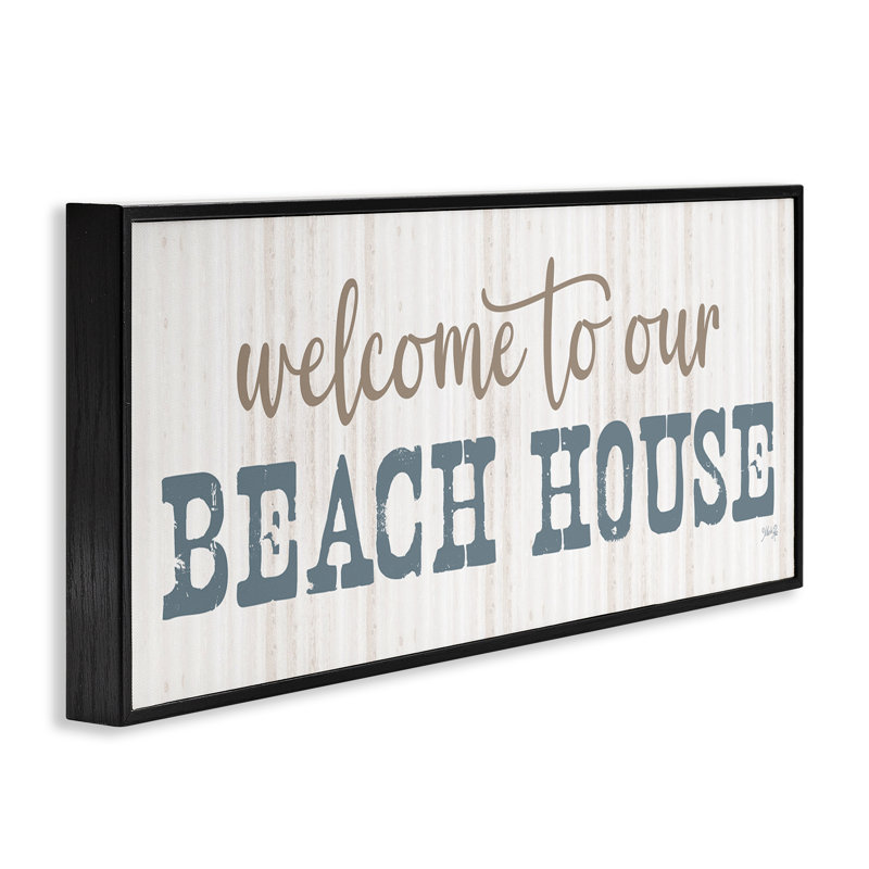 «Welcome Beach House», estampe numérique encadrée par Marla Rae, Giclée encadrée noir minuit, H 10 po x l 24 po