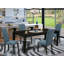  Ensemble de table de salle à manger 9 pièces comprenant une table de cuisine rectangulaire avec feuille papillon et 8 chaises rembourrées en tissu bleu minéral, 42 x 84 po, noir-383671173-383671175
