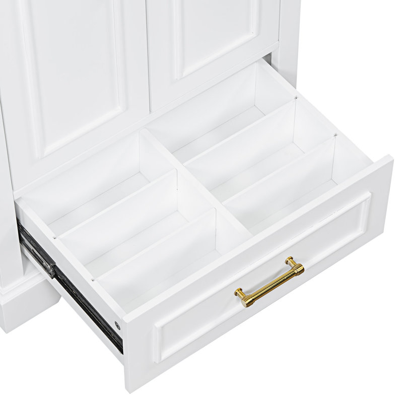 Meuble-lavabo autoportant avec lavabo et rangement, Blanc