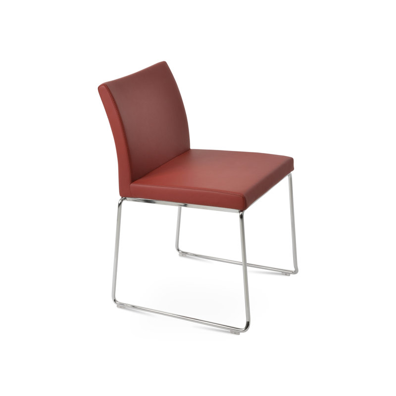 Chaise empilable Aria, Similicuir noir, Chrome