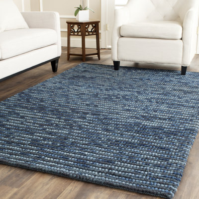 Tapis rayé bleu foncé tissé à la main Ferrera
