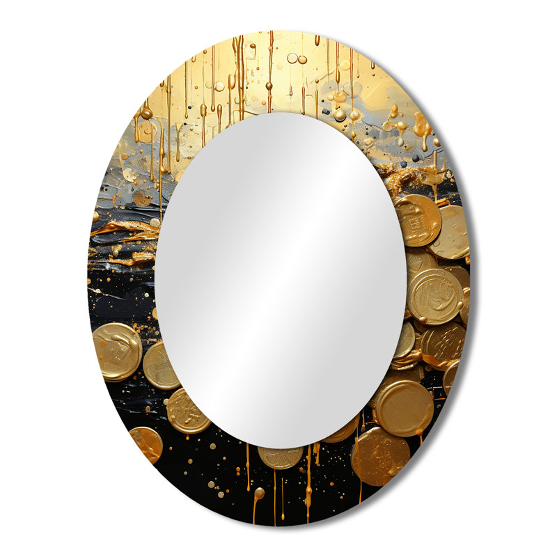 Money Magic Popart I - Abstract Oval Decorative Mirror On Metal, 43" x 33"