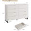 Commode à tiroirs pour chambre à coucher, commode de 55 po de largeur, tiroir horizontal autoportant avec rangement, commode en bois pour le salon, le couloir, le vestibule-592624321