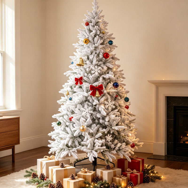Arbre de Noël artificiel enneigé festif avec embouts de neige et arbre de Noël articulé