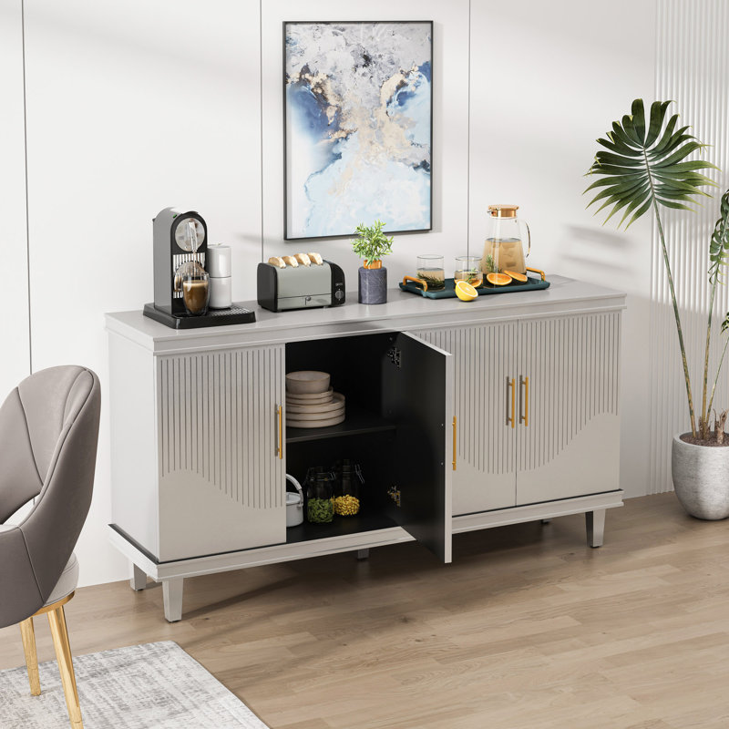 Grande armoire à 4 portes, Champagne, H 32,28 po x l 59,84 po x P 15,75 po