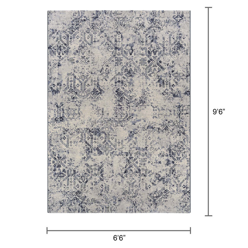 Tapis bleu performance Williston Forge Brickley, Rectangle 6 pi 6 po x 9 pi 6 po