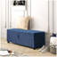 Banc de rangement avec repose-pieds 55,3 pouces avec coffre de rangement à dessus rabattable et siège rembourré avec tabouret de bout pour le couloir, lin bleu
