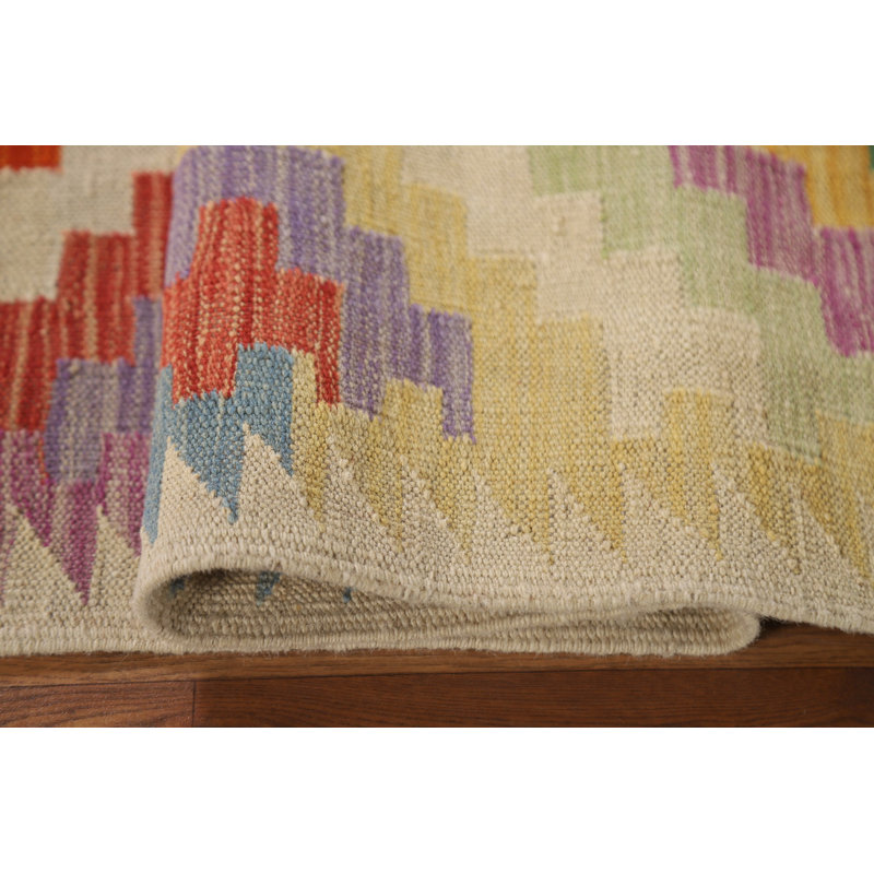 Tapis oriental kilim réversible en laine 4 x 5