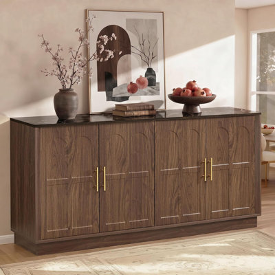 66.5" Modern Wood Sideboard Buffet with Arched Doors for Dining & Living Room