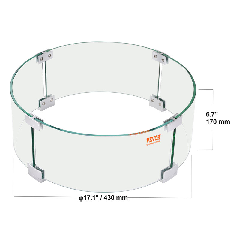 Circle Stainless Steel Fire Pit Accessory, 17cm H x 43.4cm W x 43.4cm D