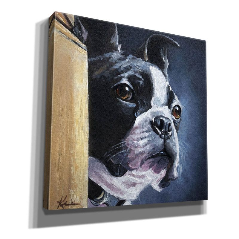 «Dogs Boston Terrier» par Lindsay Kivi, art mural sur toile, H 12 po x l 12 po x P 0,75 po