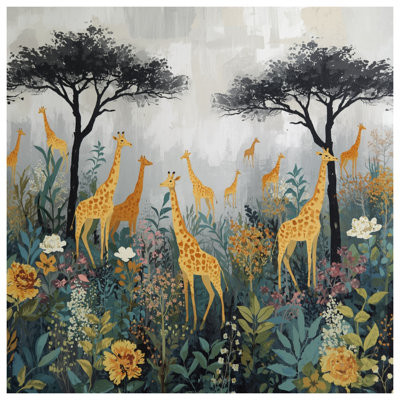 Giraffes In Wildflowers Comforter