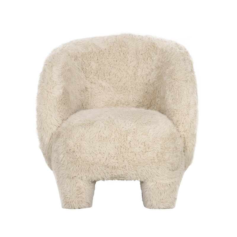 Natural Vegan Shearling Accent Chair, Natural
