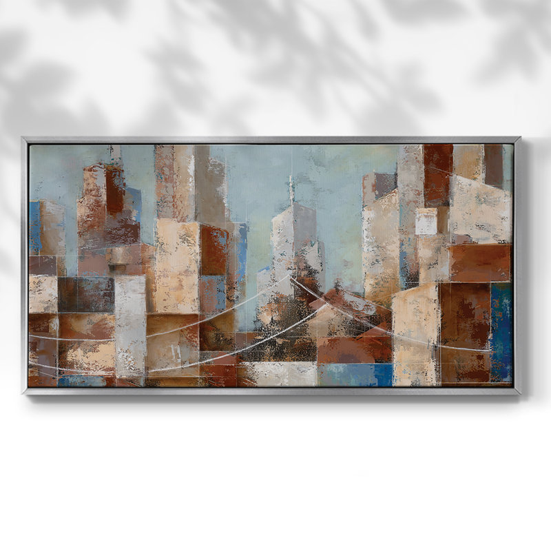 Paysage urbain - Toile tendue avec châssis, prête à accrocher, Argent argent, H 17 po x l 33 po