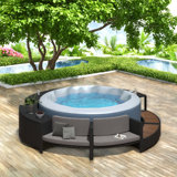 Spa Surround Spa Frame Patio Rattan Sofa Set With Storage Spaces, Washable Cushions