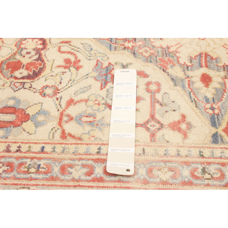 Tapis ivoire en laine noué à la main de conception unique 6 pi 1 po x 8 pi 10 po New Age