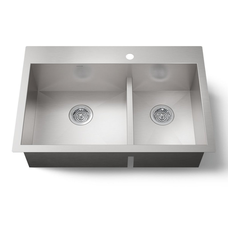 Vault 33" L x 22" W Drop-In Kitchen Sink with 3 Faucet Holes, 1 hole