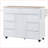 Kitchen Cart with Rubber Wood Countertop | 8 Handle-Free Drawers, Flatware Organizer | Snow White | MDF-2013068703