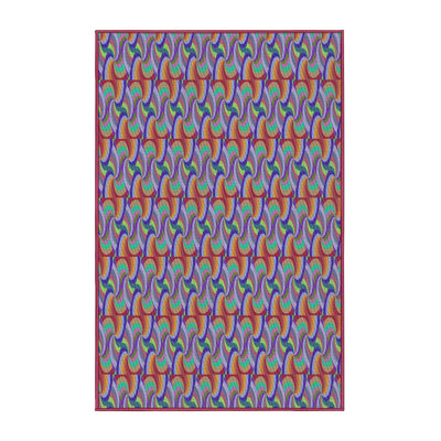Tapis rouge/bleu à motifs