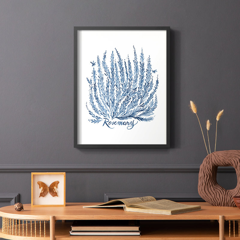 «Summer Herb Garden Sketches III», reproduction encadrée - bois massif, Noir, H 10 po x l 8 po