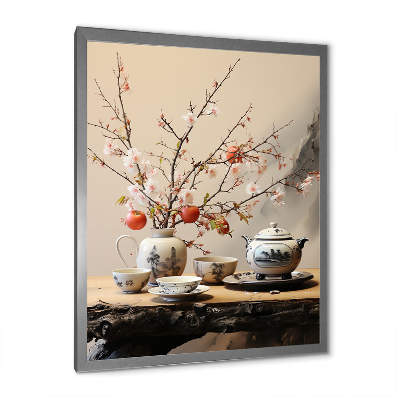 «Canavest Japon Art Tea Cerémonie I» sur toile, Cadre photo argenté, H 32 po x l 16 po x P 1 po