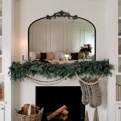 Baroque Style Metal Arched Wall Mirror, Decorative Mirror