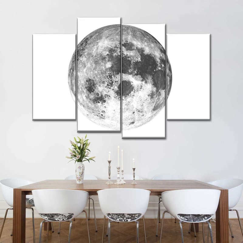 «Moon Earth's Moon» sur toile, reproduction de 4 pièces, H 48 po x l 75 po x P 1 po