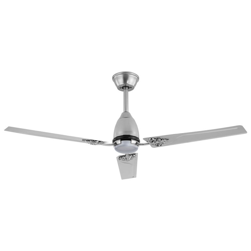 Ventilateur de plafond argenté à 3 pales 52 pouces avec télécommande Eimly, Argent