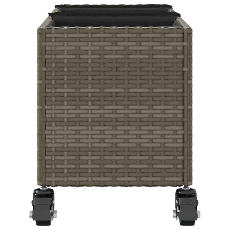  Garden Planters With Wheels 2 Pcs 107X32x38 Cm Poly Rattan, Grey
