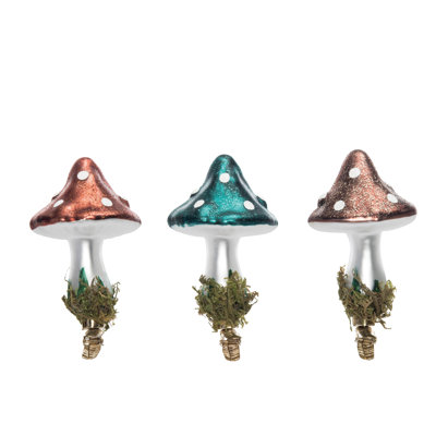  Ensemble de 3 décorations de Noël en verre à pince sur champignon