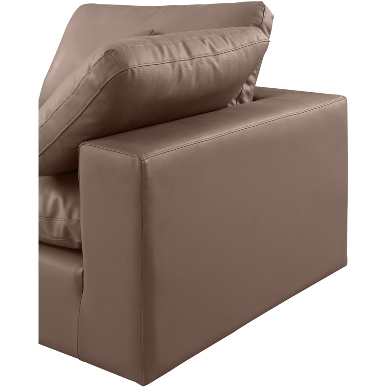 Canapé modulaire réversible de 200 po en similicuir, Cuir brun végétalien