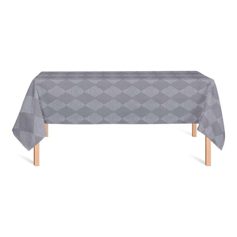 Rectangular Argyle Polyester Tablecloth, Dark Gray