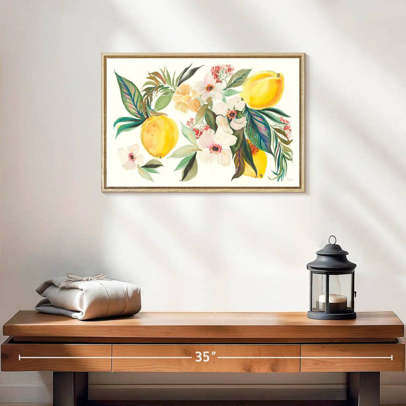 Agrumes d'été I, Cadre flottant en bois naturel, 19 po x 13 po