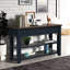 Table d'entrée 48 po en bois de pin avec 3 tiroirs et 2 tablettes, structure, capacité de poids élevée, rangement latéral solide de style rétro, assemblage sans effort-132902901-132902898