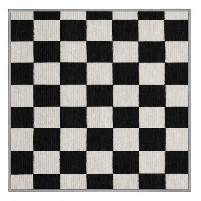 Tapis gris à carreaux lavable à la machine