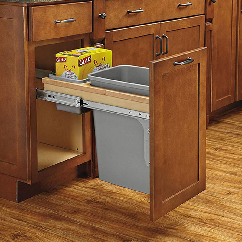 Rev-A-Shelf Pull Out Top Mount Trash Can w/Soft-Close, 8.75, 17.88" H x 12" W x 23.25" D