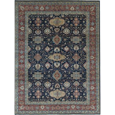 Hand-Knotted High-Quality Blue/Red/Gray Area Rug