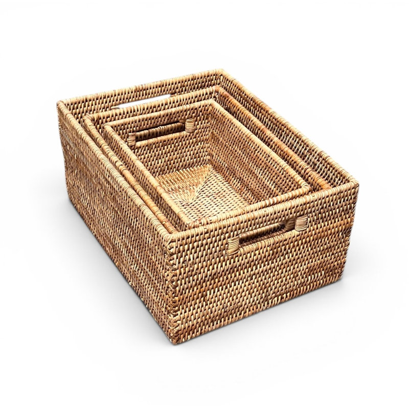 Wicker Decorative Basket Set, White Wash