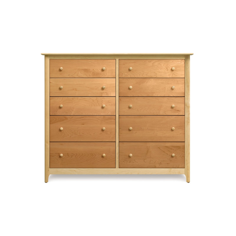 Sarah 10 - Drawer Solid Wood Dresser, Maple and Cherry